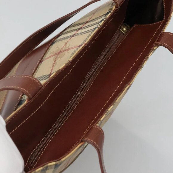 BURBERRY Nova Check Tote Bag PVC Beige Brown Auth 114787 - Picture 7 of 16